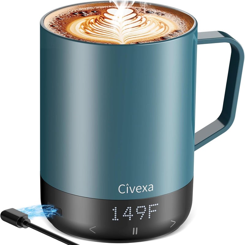 Civexa Magnetic Charging Rechargeable Self Heating Coffee Mug, Fast Heating & High Temperature 14Oz APP-Controlled Smart Coffee Cup Warmer, 120 Mins -Hot Up to 149℉ Smart Mug Warmer, Gifts for Women and Men - Image 1